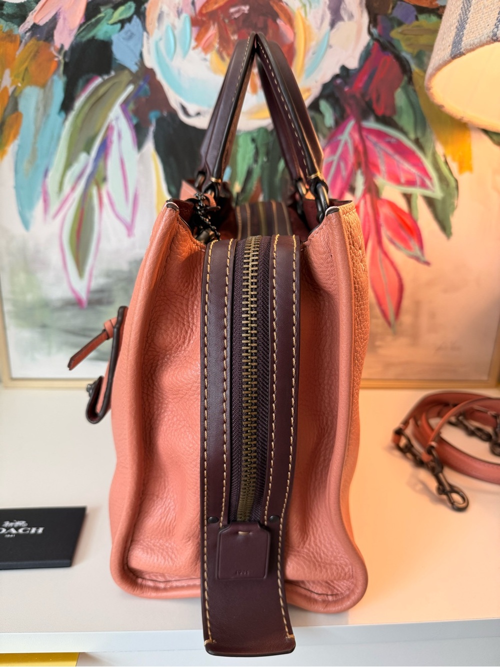 Rare Authentic COACH 1941 ROGUE 30 MELON & Oxblood Purse - Picture 9 of 16